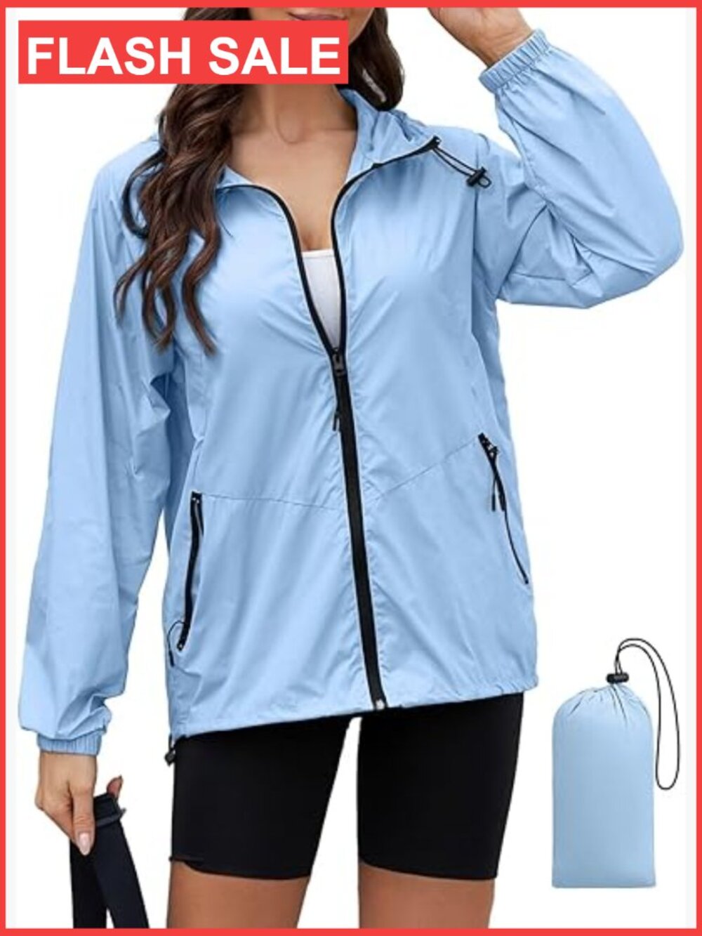 Lightweight Rain Jacket Women Packable Windbreaker Waterproof Travel Raincoat